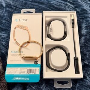 fitbit Flex 2 Black Bands with Gold Metal Bangle